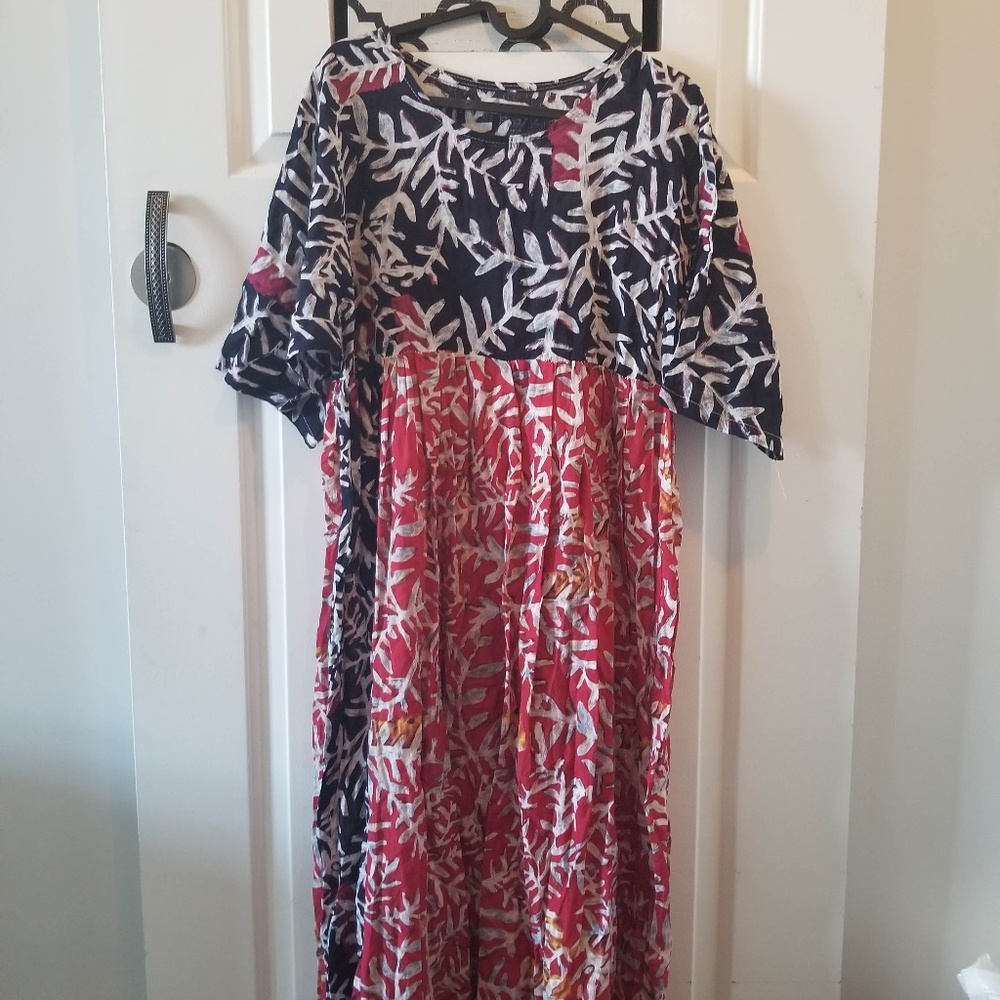 Cotton Leaf Print Sundress